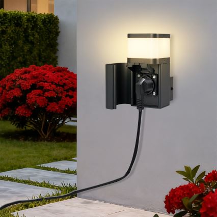 Brilagi - Udendørs væglampe med SCHUKO-stik PILLAR 1xG9/11W/230V IP44 antracit