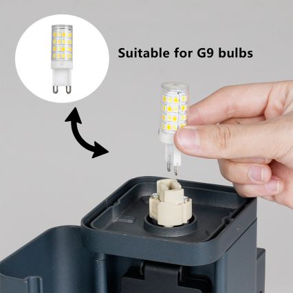 Brilagi - Udendørs væglampe med SCHUKO-stik PILLAR 1xG9/11W/230V IP44 antracit