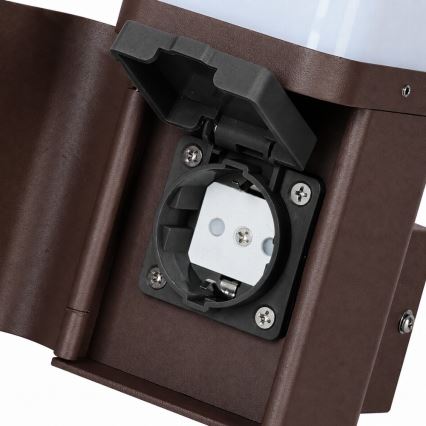 BRILAGI - Udendørs væglampe med SCHUKO-stikkontakt PILLAR 1xG9/11W/230V IP44 brun