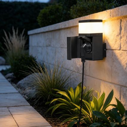 BRILAGI - Udendørs væglampe med SCHUKO-stik PILLAR 1xG9/11W/230V IP44 sort