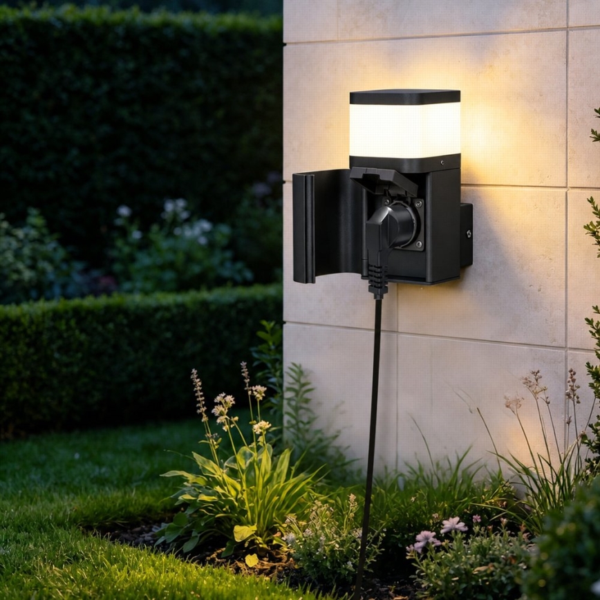 BRILAGI - Udendørs væglampe med SCHUKO-stik PILLAR 1xG9/11W/230V IP44 sort
