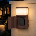 BRILAGI - Udendørs væglampe med SCHUKO-stikkontakt PILLAR 1xG9/11W/230V IP44 brun