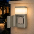 BRILAGI - Udendørs væglampe med SCHUKO-stikkontakt PILLAR 1xG9/11W/230V IP44 grå