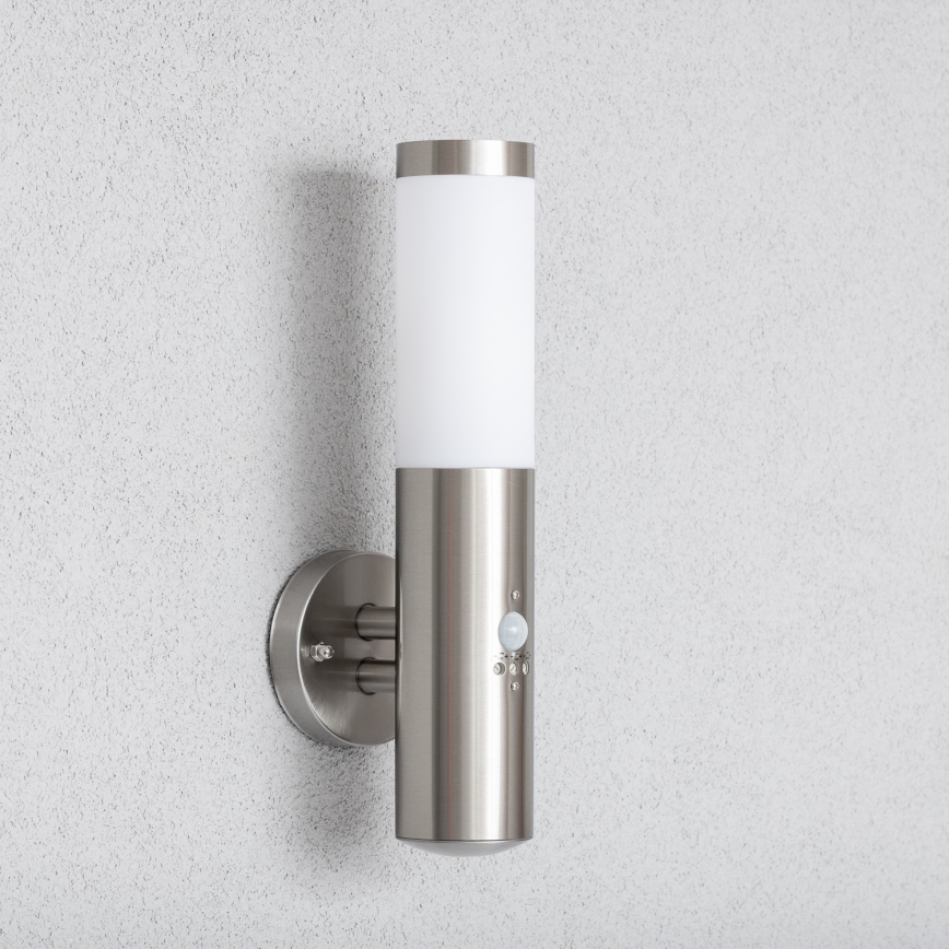 BRILAGI - Udendørs væglampe med sensor ELIA 1xE27/20W/230V IP44 mat krom