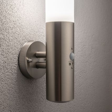BRILAGI - Udendørs væglampe med sensor ELIA 1xE27/20W/230V IP44 mat krom