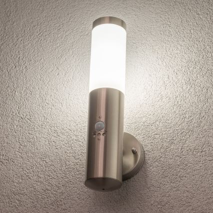 BRILAGI - Udendørs væglampe med sensor ELIA 1xE27/20W/230V IP44 mat krom