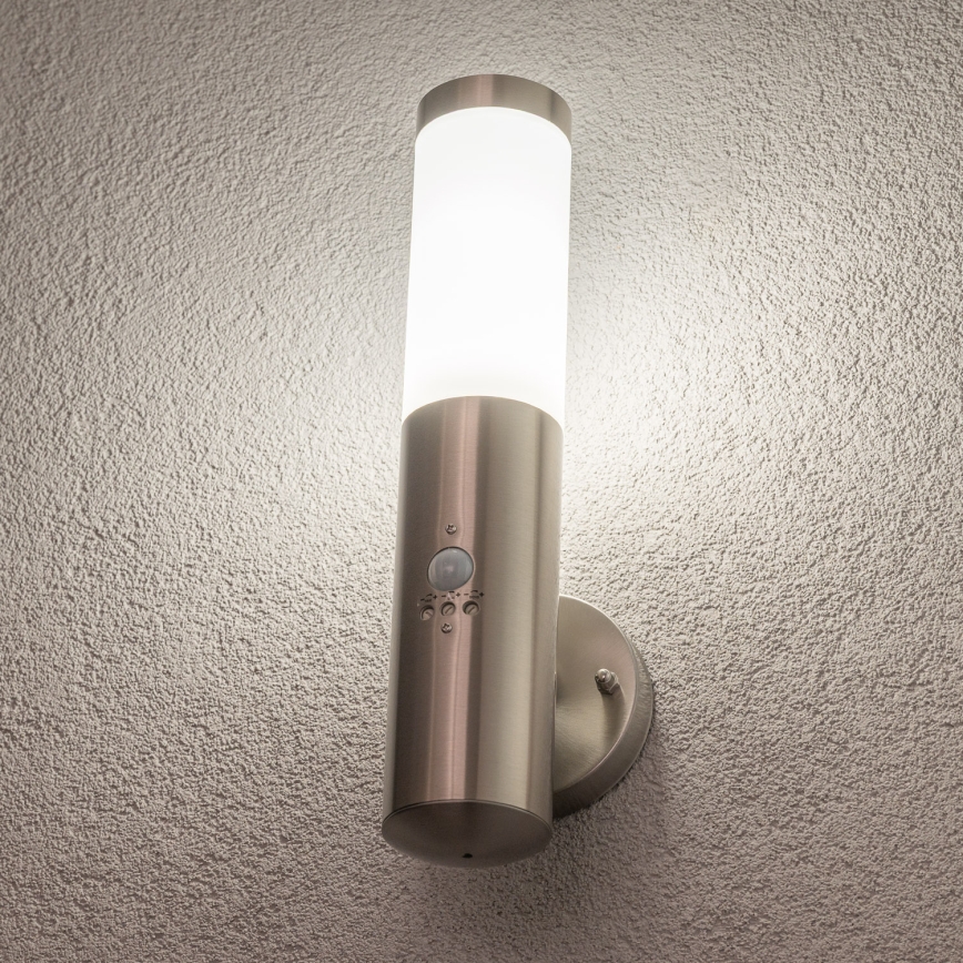 BRILAGI - Udendørs væglampe med sensor ELIA 1xE27/20W/230V IP44 mat krom
