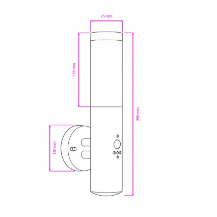 BRILAGI - Udendørs væglampe med sensor ELIA 1xE27/20W/230V IP44 mat krom