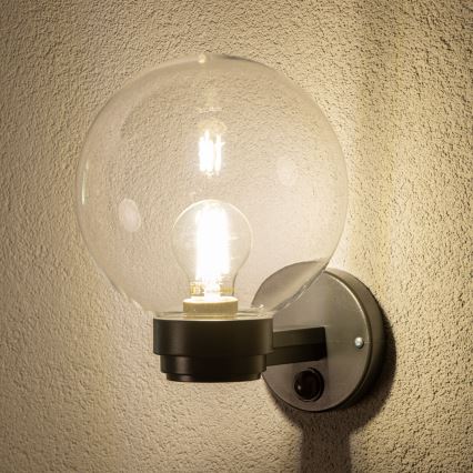 Brilagi - Udendørs væglampe med bevægelsessensor HARBOR 1xE27/40W/230V IP33 antracit/klar