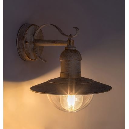 Brilagi - Udendørs væglampe MOLDE 1xE27/60W/230V IP44 hvid/patina