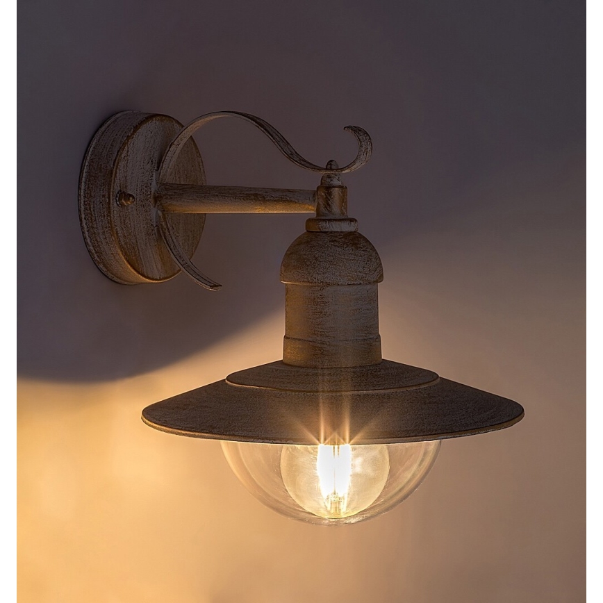 Brilagi - Udendørs væglampe MOLDE 1xE27/60W/230V IP44 hvid/patina