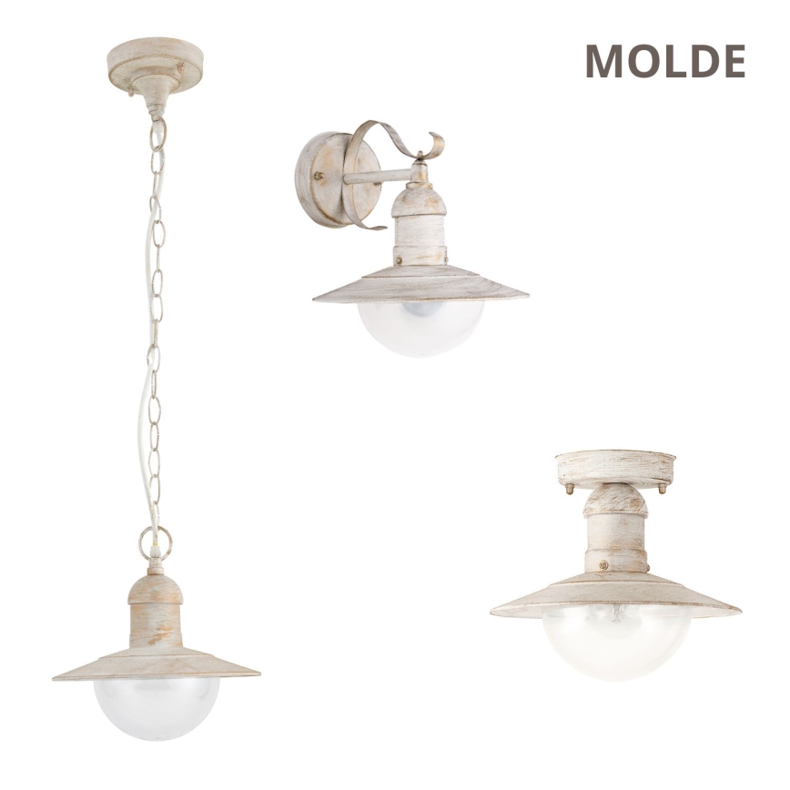 Brilagi - Udendørs væglampe MOLDE 1xE27/60W/230V IP44 hvid/patina
