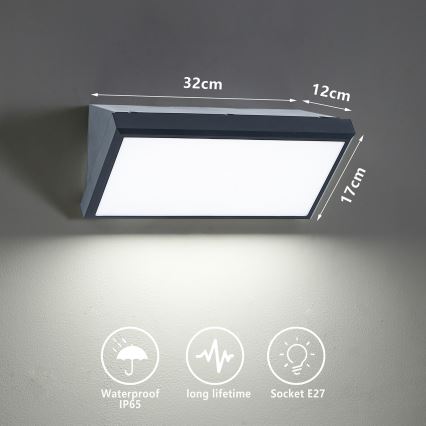 Brilagi - Udendørs væglampe TRIANGLE 1xE27/60W/230V antracit IP65