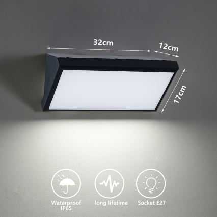 Brilagi - Udendørs væglampe TRIANGLE 1xE27/60W/230V sort IP65