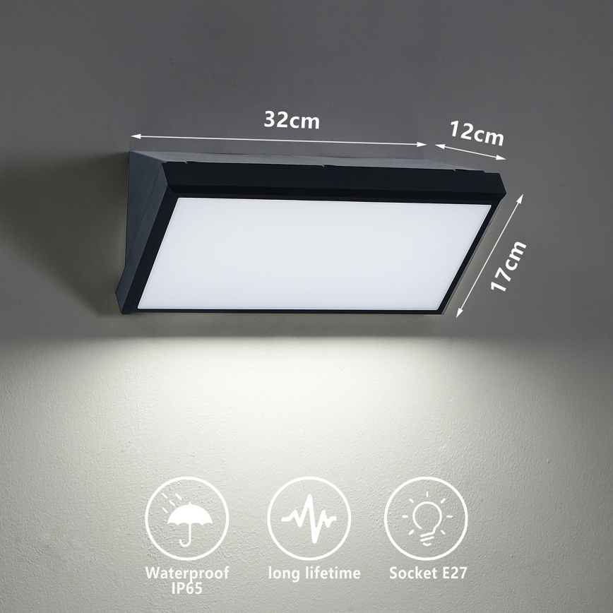Brilagi - Udendørs væglampe TRIANGLE 1xE27/60W/230V sort IP65