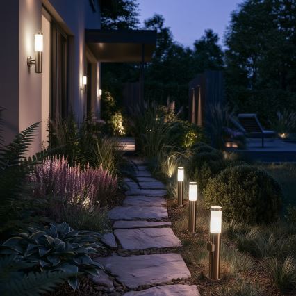 BRILAGI - Udendørslampe med stikkontakt ELIA 1xE27/20W/230V IP44 50 cm mat krom