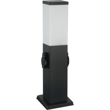Brilagi - Udendørslampe med 2 SCHUKO-stik 1xE27/15W/230V 40 cm IP44 sort