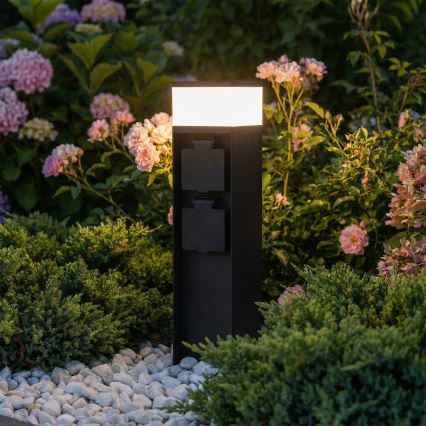 Brilagi - Udendørslampe med 2 SCHUKO-stik 1xG9/11W/230V IP44 sort