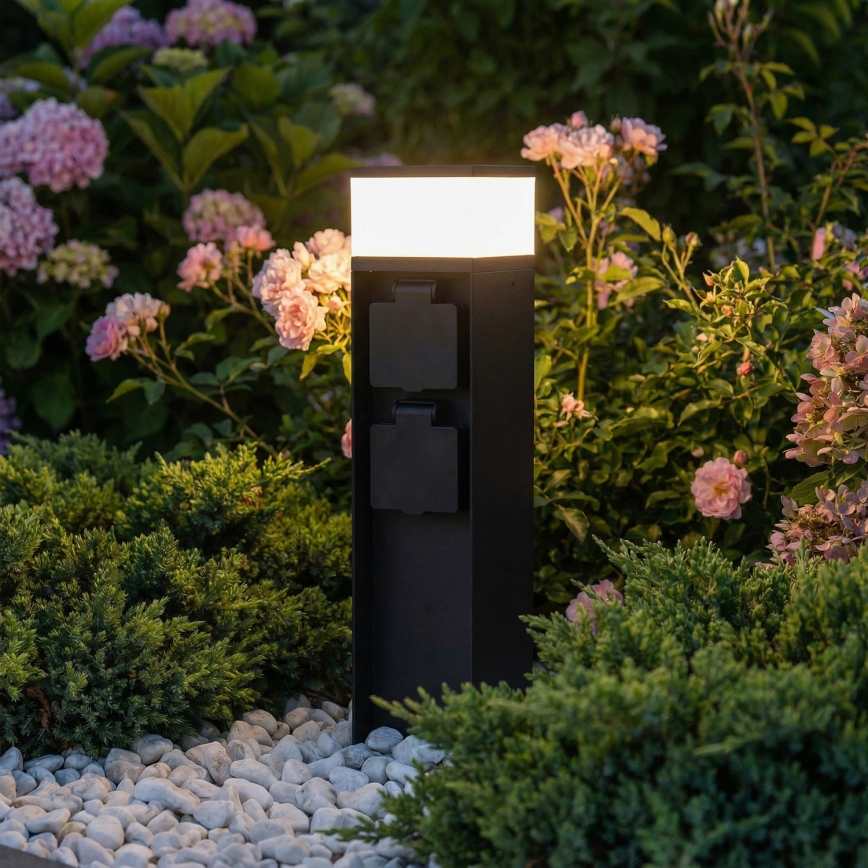 Brilagi - Udendørslampe med 2 SCHUKO-stik 1xG9/11W/230V IP44 sort