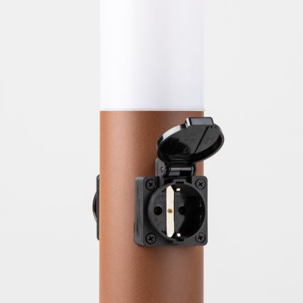 Brilagi - Udendørslampe med 2 SCHUKO-stikkontakter NOVA 1xE27/15W/230V 40 cm IP44 brun