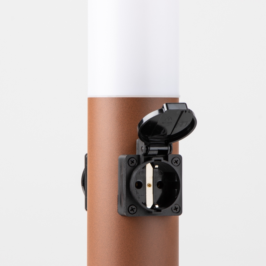 Brilagi - Udendørslampe med 2 SCHUKO-stikkontakter NOVA 1xE27/15W/230V 40 cm IP44 brun