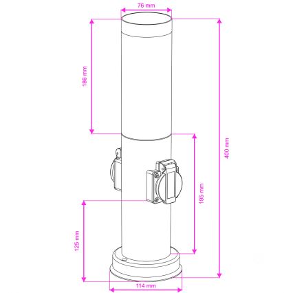 Brilagi - Udendørslampe med 2 SCHUKO-stikkontakter NOVA 1xE27/15W/230V 40 cm IP44 brun