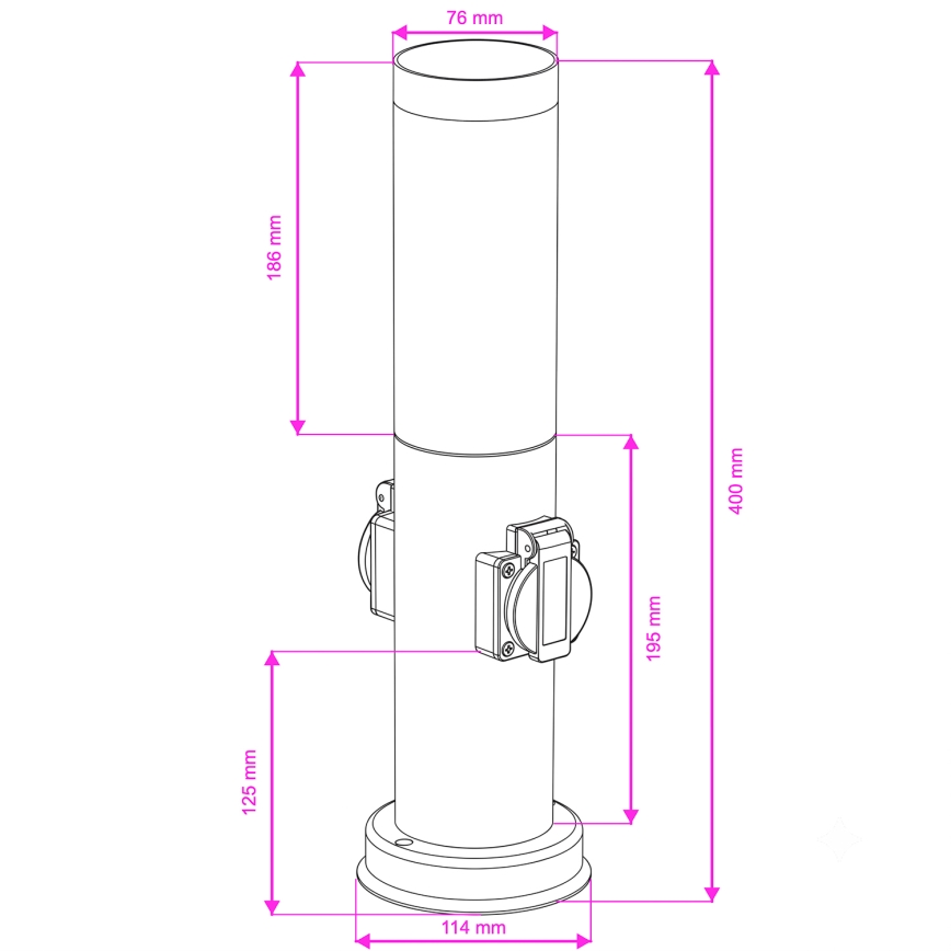 Brilagi - Udendørslampe med 2 SCHUKO-stik NOVA 1xE27/15W/230V 40 cm IP44 antracit