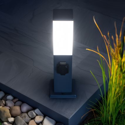 Brilagi - Udendørslampe NOVA med 2 SCHUKO-stik 1xE27/15W/230V 40 cm IP44 antracit