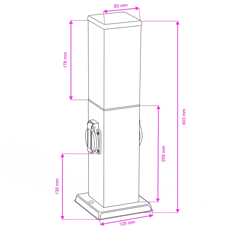 Brilagi - Udendørslampe NOVA med 2 SCHUKO-stik 1xE27/15W/230V 40 cm IP44 antracit