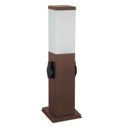 Brilagi - Udendørslampe med 2 SCHUKO-stik NOVA 1xE27/15W/230V 40 cm IP44 brun
