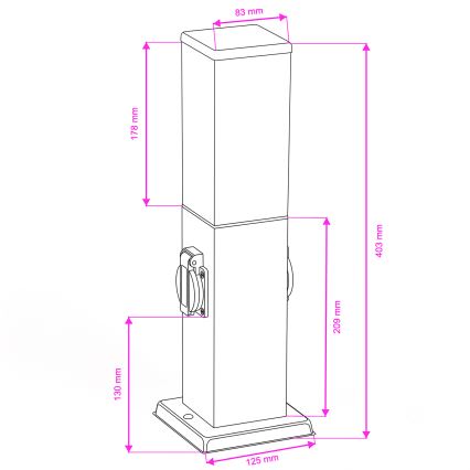 Brilagi - Udendørslampe med 2 SCHUKO-stik NOVA 1xE27/15W/230V 40 cm IP44 brun
