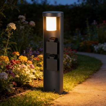 Brilagi - Udendørslampe med 2 SCHUKO-stik PILLAR 1xG9/11W/230V IP44 antracit