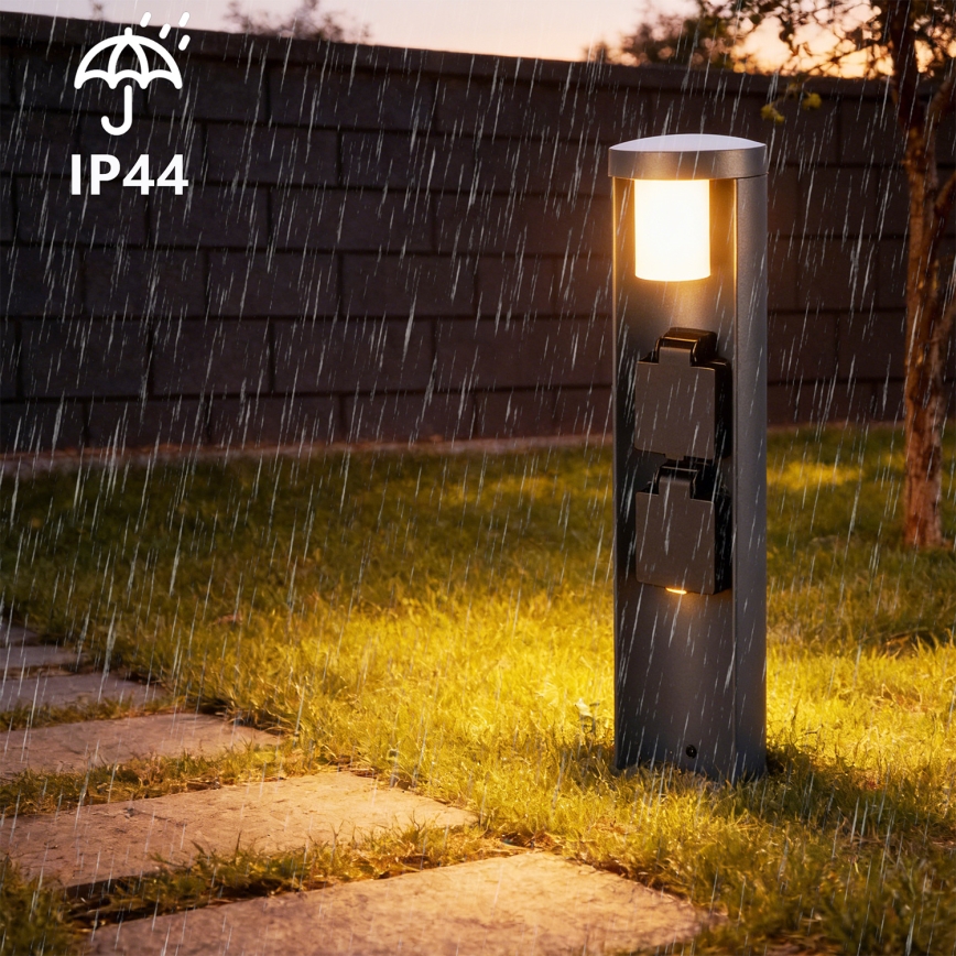 Brilagi - Udendørslampe med 2 SCHUKO-stik PILLAR 1xG9/11W/230V IP44 antracit