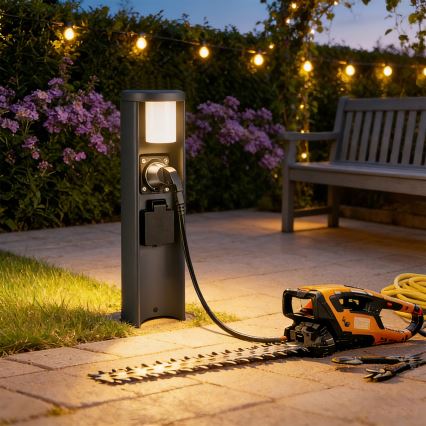 Brilagi - Udendørslampe med 2 SCHUKO-stik PILLAR 1xG9/11W/230V IP44 antracit