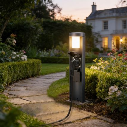 Brilagi - Udendørslampe med 2 SCHUKO-stik PILLAR 1xG9/11W/230V IP44 antracit