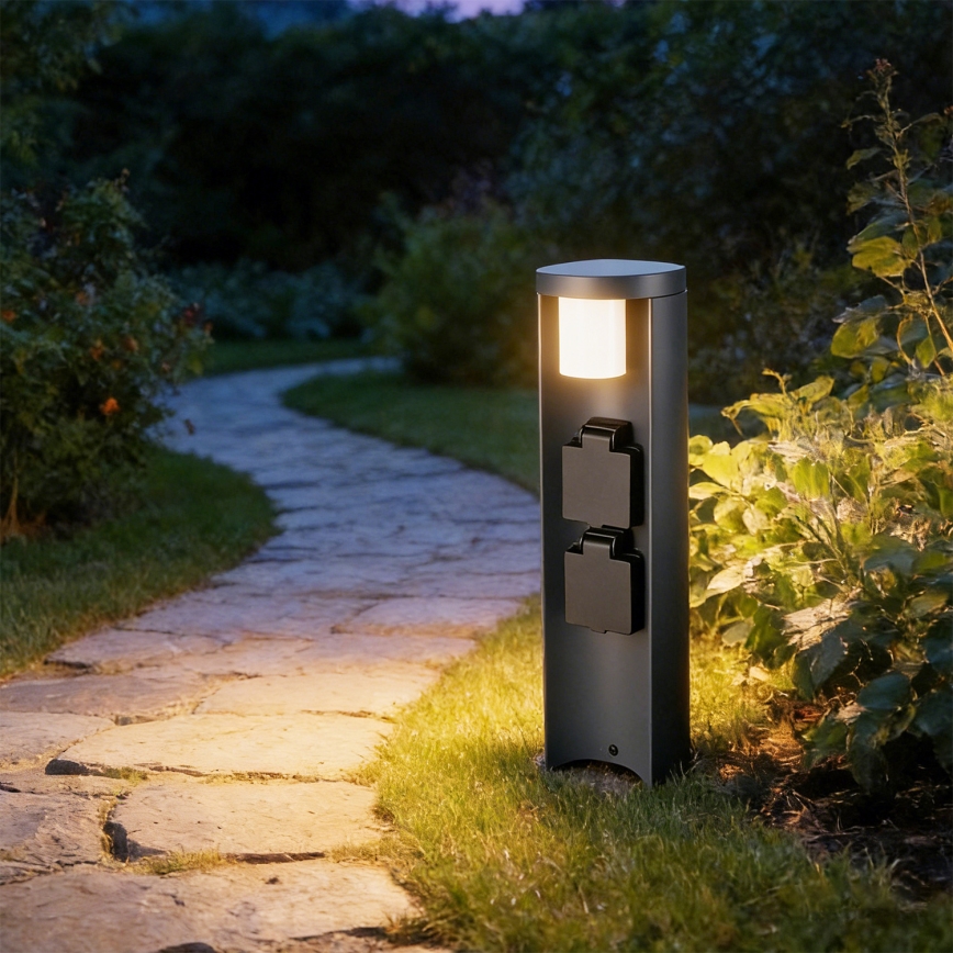 Brilagi - Udendørslampe med 2 SCHUKO-stik PILLAR 1xG9/11W/230V IP44 antracit