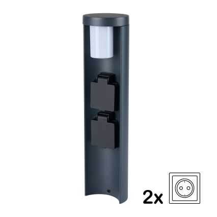 Brilagi - Udendørslampe med 2 SCHUKO-stik PILLAR 1xG9/11W/230V IP44 antracit