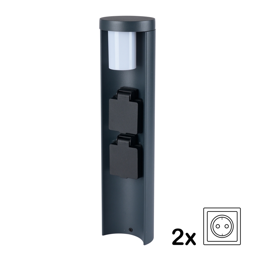 Brilagi - Udendørslampe med 2 SCHUKO-stik PILLAR 1xG9/11W/230V IP44 antracit