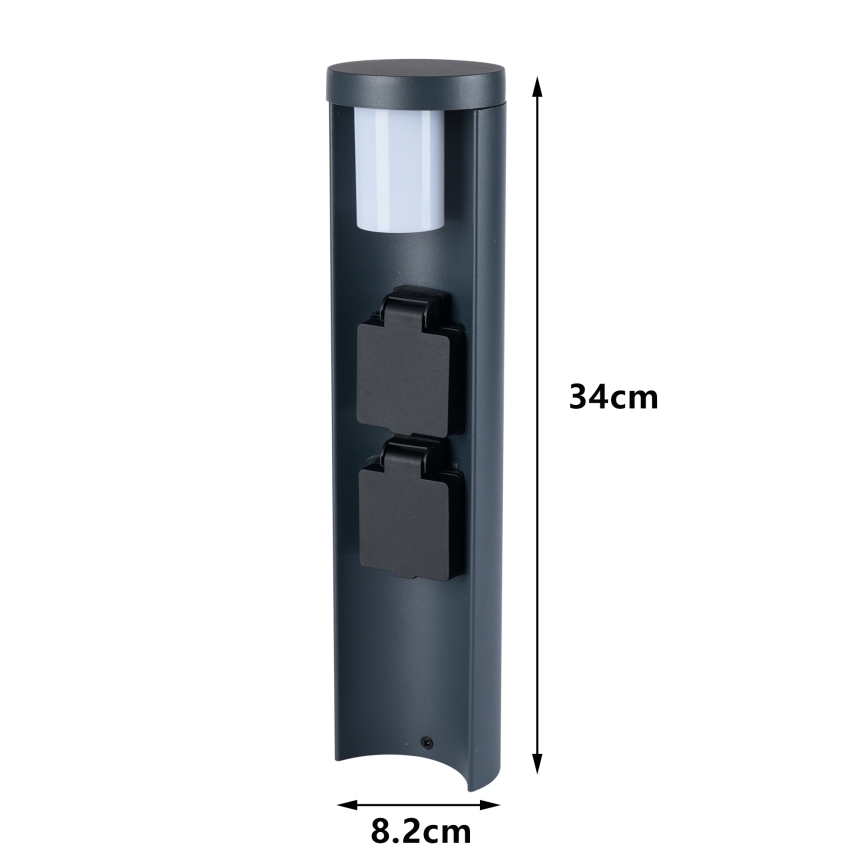 Brilagi - Udendørslampe med 2 SCHUKO-stik PILLAR 1xG9/11W/230V IP44 antracit