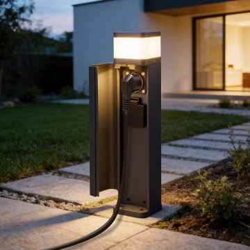 Brilagi - Udendørslampe med 2 SCHUKO-stik PILLAR 1xG9/11W/230V IP44 antracit