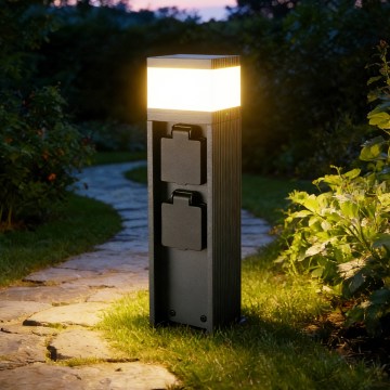 Brilagi - Udendørslampe med 2 SCHUKO-stik PILLAR 1xG9/11W/230V IP44 antracit