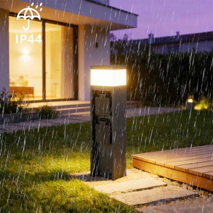 Brilagi - Udendørslampe med 2 SCHUKO-stik PILLAR 1xG9/11W/230V IP44 antracit