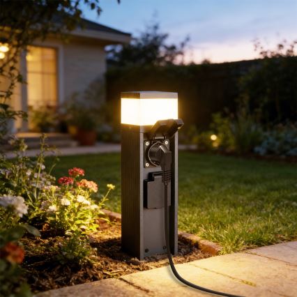 Brilagi - Udendørslampe med 2 SCHUKO-stik PILLAR 1xG9/11W/230V IP44 antracit