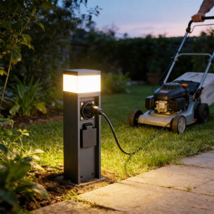 Brilagi - Udendørslampe med 2 SCHUKO-stik PILLAR 1xG9/11W/230V IP44 antracit