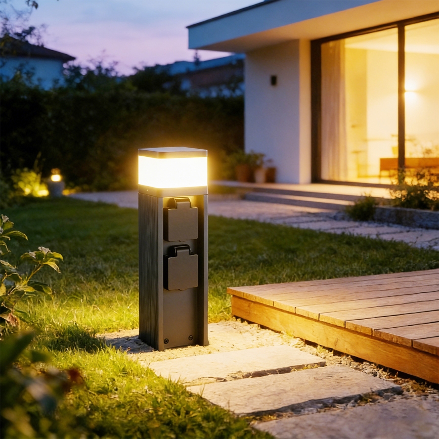 Brilagi - Udendørslampe med 2 SCHUKO-stik PILLAR 1xG9/11W/230V IP44 antracit