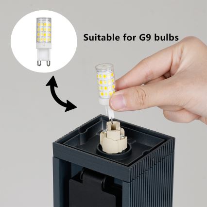 Brilagi - Udendørslampe med 2 SCHUKO-stik PILLAR 1xG9/11W/230V IP44 antracit