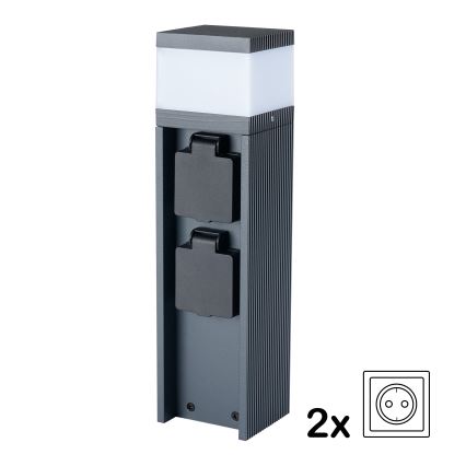 Brilagi - Udendørslampe med 2 SCHUKO-stik PILLAR 1xG9/11W/230V IP44 antracit