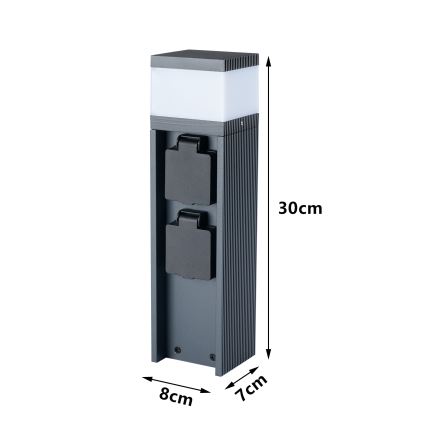 Brilagi - Udendørslampe med 2 SCHUKO-stik PILLAR 1xG9/11W/230V IP44 antracit
