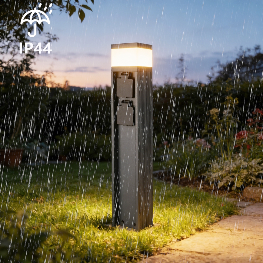 Brilagi - Udendørs lampe med 2 SCHUKO-udtag PILLAR 1xG9/11W/230V IP44 antracit