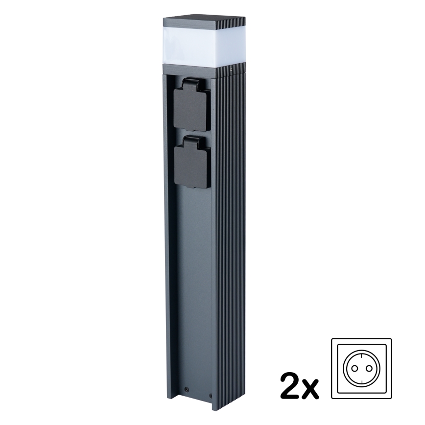 Brilagi - Udendørs lampe med 2 SCHUKO-udtag PILLAR 1xG9/11W/230V IP44 antracit